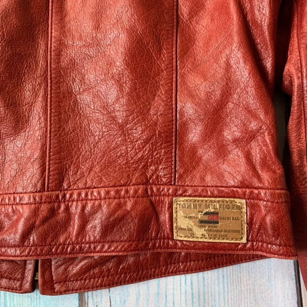 Tommy Hilfiger Girls' Red Jean-Style Leather Jacket